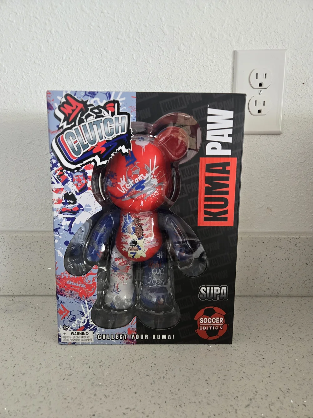 Kuma Paw Soccer Edition Kids Collectible Bear - Red/Blue